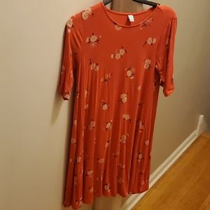 Salmon Old Navy Dress, 3/4 sleeves and flowers